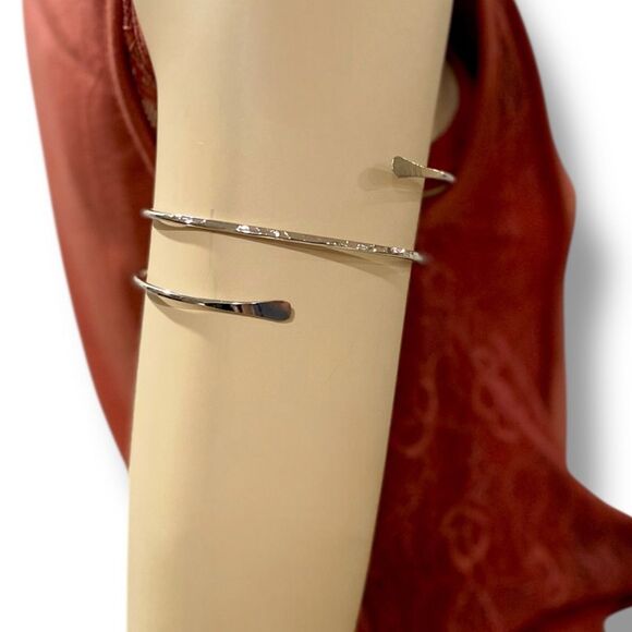 Silver Textured Multi Wrap Upper Armlet Arm Cuff Bracelet - NEW - Picture 3 of 4